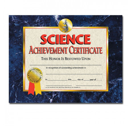 Science Certificates – Achievement